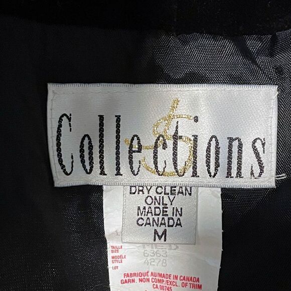 Vintage 80s Black Velvet Collections Overcoat Dress Coat Size Medium - Picture 7 of 8